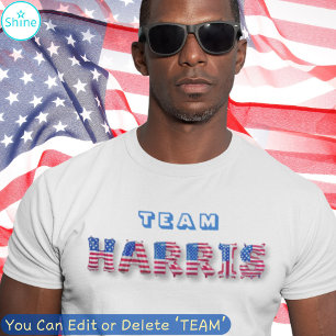 Camiseta Kamala Harris TEAM HARRIS EUA Flag Balloon Letters