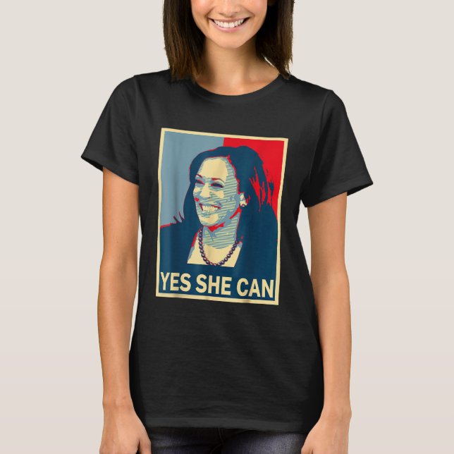 Camiseta Kamala Harris YES SHE CAN 2024 Presidente Eleitora (Frente)