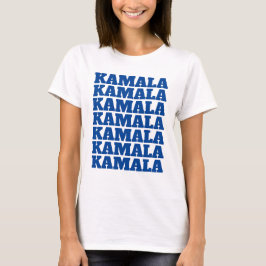 Camiseta KAMALA KAMALA KAMALA texto azul-democrata