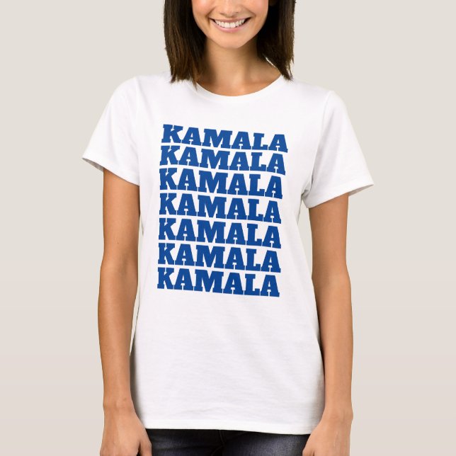 Camiseta KAMALA KAMALA KAMALA texto azul-democrata (Frente)