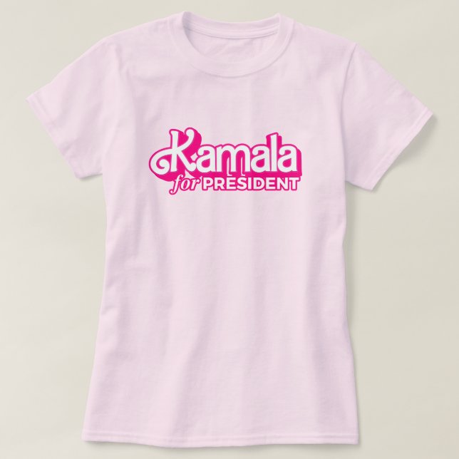 Camiseta Kamala para o Presidente Pink Style (Frente do Design)