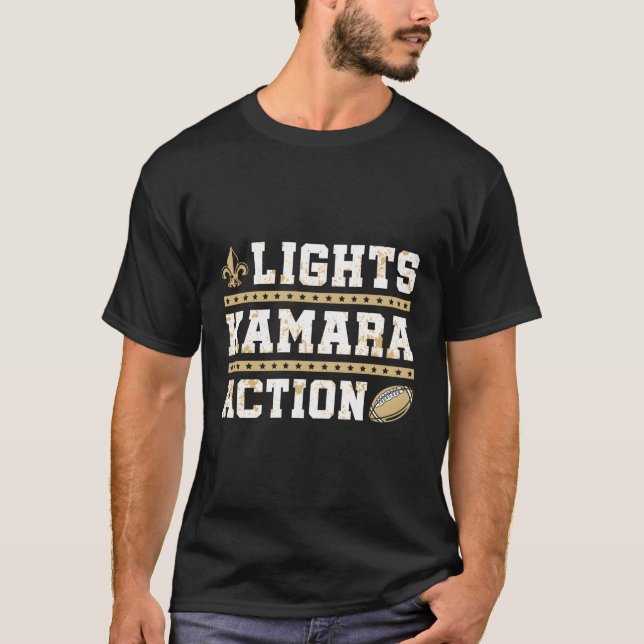 Camiseta Kamara Action Engraçado Futebol New Orleans (Frente)