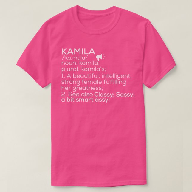 Camiseta Kamila Nome Kamila Definição Kamila Nome Feminino  (Frente do Design)