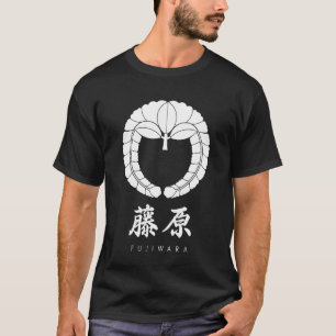 Camiseta Kamon do clã de Fujiwara com nome do clã