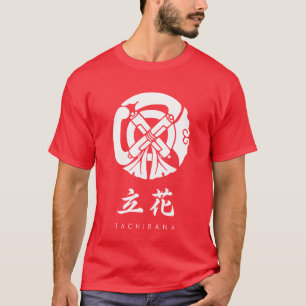 Camiseta Kamon do clã de Tachibana com nome do clã