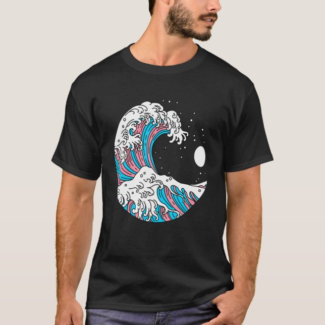 Camiseta Kanagawa Japonês A Onda De Excelente Da Transgende (Frente)