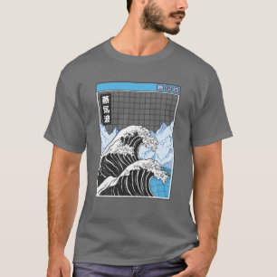 Camiseta Kanagawa Wave Japão Digital Landscape Grid Anime V