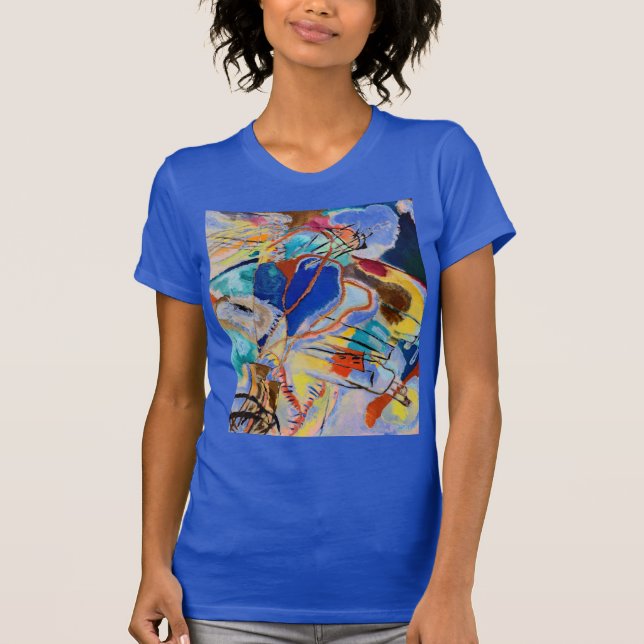 Camiseta Kandinsky Modern Abstrato Pintura Art Royal Blue (Frente)