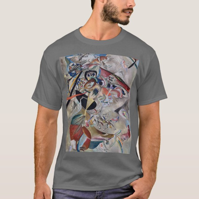 Camiseta Kandinsky Na Cinza Cinza Abstrato Trabalho de arte (Frente)