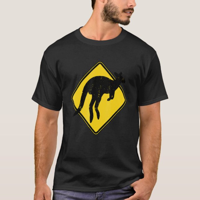 Camiseta Kangaroo Australia Road Sign Kangaroo Crossing (Frente)