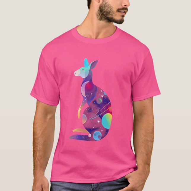 Camiseta Kangaroo Bold Space Fantasy Amantes de os animais  (Frente)