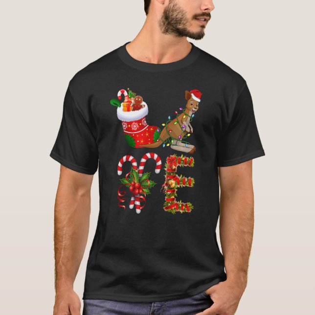 Camiseta Kangaroo Christmas Lights Led Santa Hat (Frente)