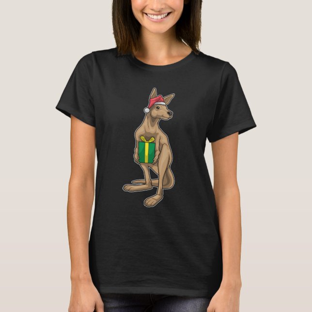 Camiseta Kangaroo Christmas Santa hat (Frente)