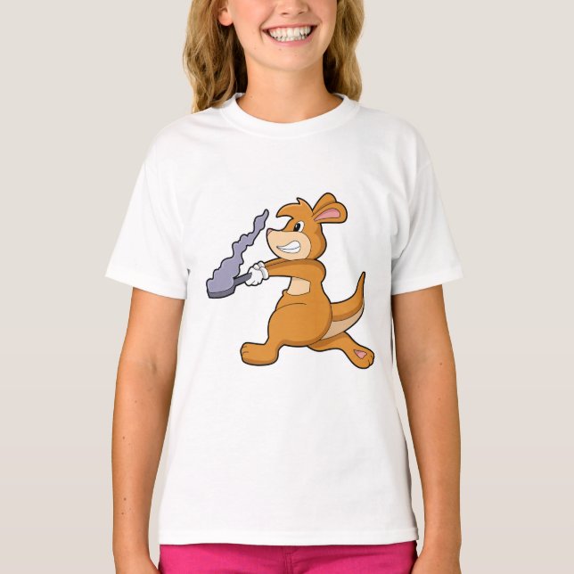 Camiseta Kangaroo como cozinheiro com Pan (Frente)