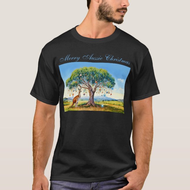 Camiseta Kangaroo debaixo de uma árvore de natal (Frente)