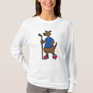 Camiseta Kangaroo no hóquei no gelo com vara de hóquei no g