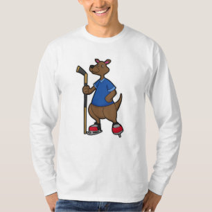 Camiseta Kangaroo no hóquei no gelo com vara de hóquei no g