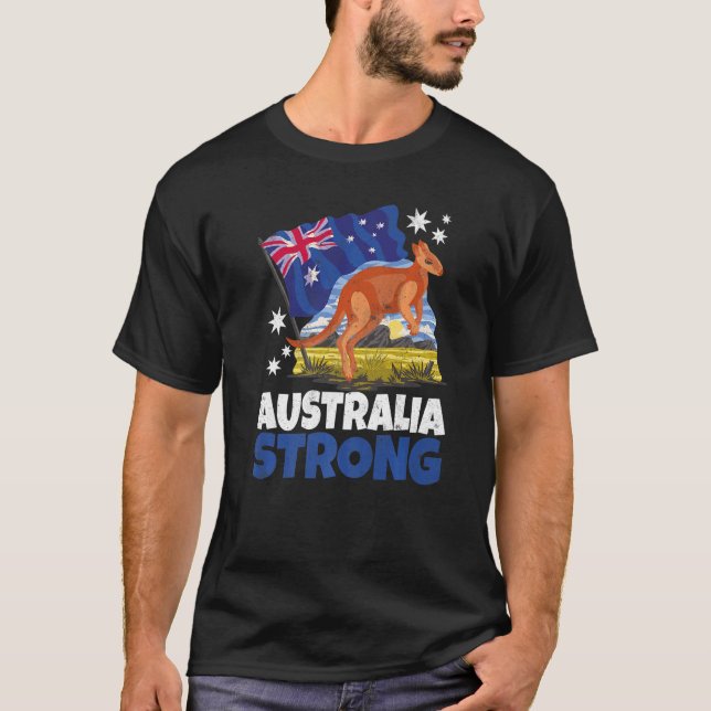 Camiseta Kangaroo Patriotic Australian Flag Stron (Frente)