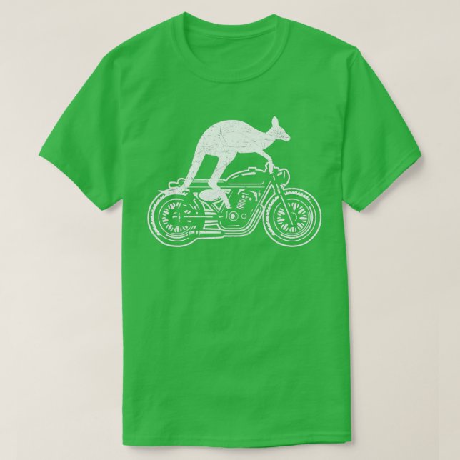 Camiseta Kangaroo Riding Motorbike Austrália Motorcycle Bik (Frente do Design)