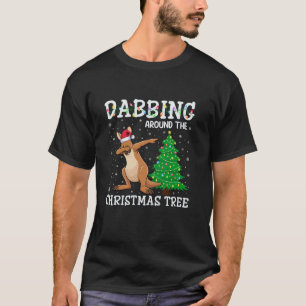 Camiseta Kangaroo Santa Hat Dabbing ao redor do Natal Tr