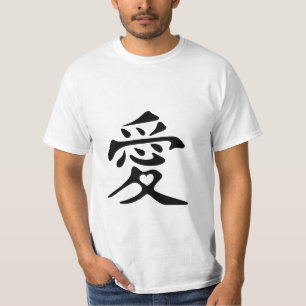 Camiseta Kanji para o amor com coração