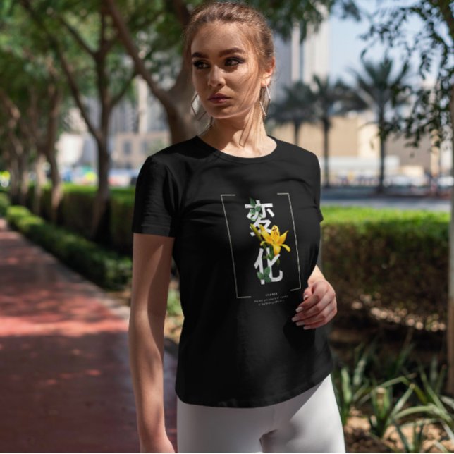 Camiseta Kanjis Japonês com Flores (Criador carregado)
