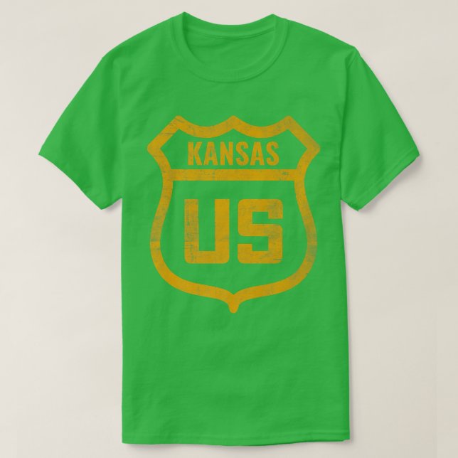 Camiseta Kansas - Estrada Americana de Olhos Colados em Col (Frente do Design)