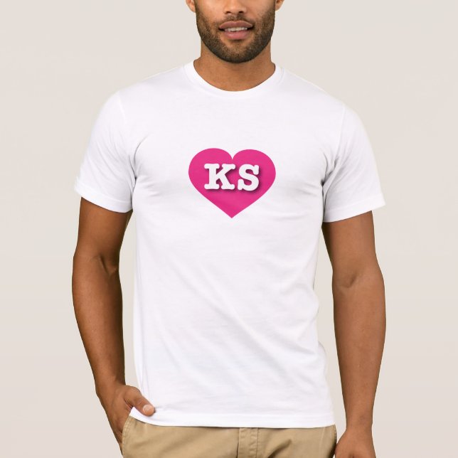 Camiseta Kansas Hot Pink Heart - Eu amo KS (Frente)