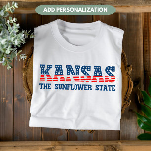 Camiseta Kansas Patriótico O Estado do Girassol Personaliza