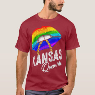 Camiseta Kansas Queen LGBTQ Orgulho gay Rainbow Flag EUA