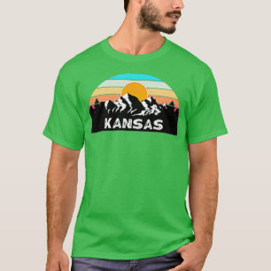 Camiseta Kansas Retro Vintage Sunset Mountain Amantes do Ka