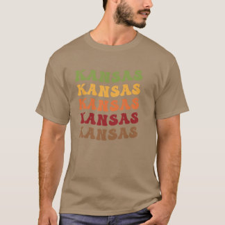 Camiseta Kansas Retro Vintage Texto Ondulado