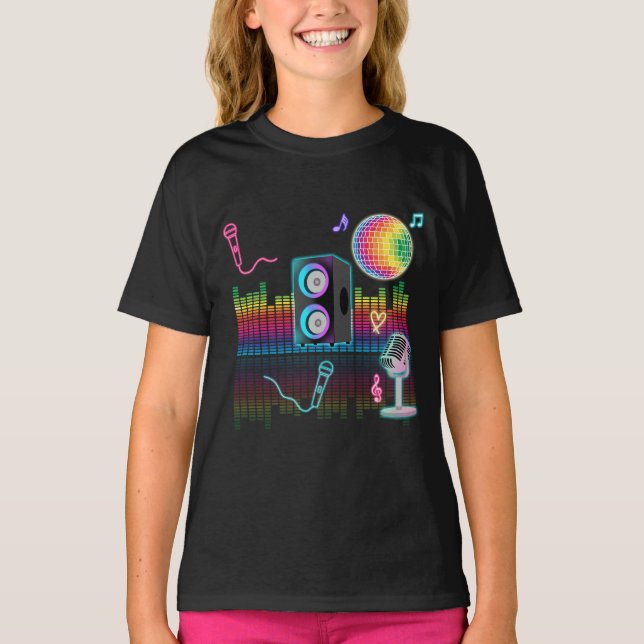 Camiseta Karaoke Neon Singing Music Party (Frente)