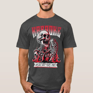 Camiseta Karaoke Punk Rock Aquece O Microfone Esqueleto