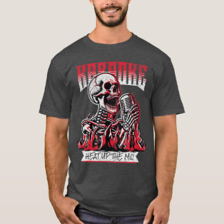 Camiseta Karaoke Punk Rock Aquece O Microfone Esqueleto