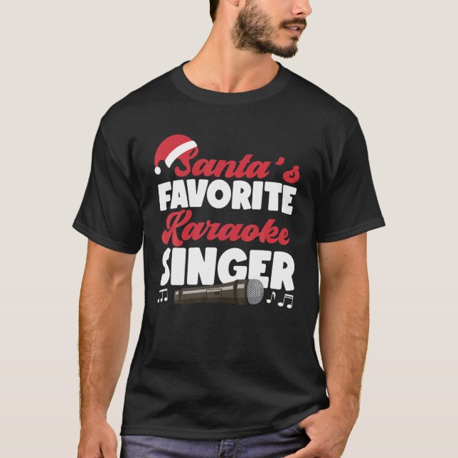 Camiseta Karaoke Singer Papais noeis de Natal Favoritos Kar (Frente)