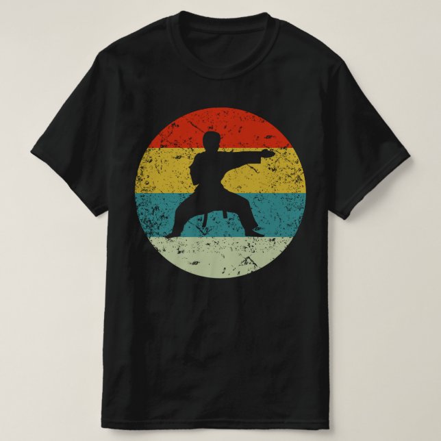 Camiseta kararate retro vintage silhouette 70s (Frente do Design)