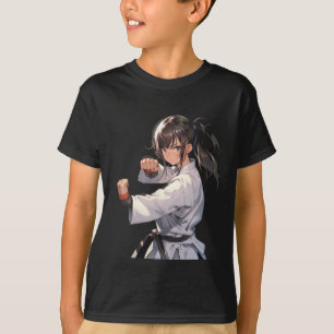 Camiseta Karate Anime Girl Taekwondo Combatendo Artes Marci