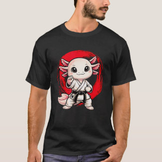 Camiseta Karate Axolote Engraçado Kawaii Artes Marciais Jap