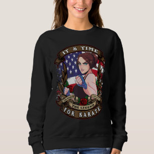 Camiseta Karate Boxing Mulher retrora Chegou a hora do Kara