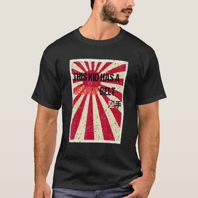 Camiseta Karate Clássico Cinto Laranja Jovem (Frente)