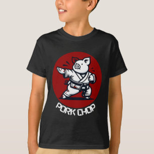 Camiseta Karate de Costeleta de Porco Piada Divertida Artes