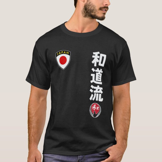 Camiseta Karate de Equipe Clássico Wado Ryu Bandeira do Jap (Frente)