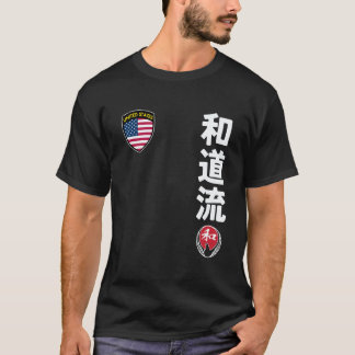 Camiseta Karate em Equipe Clássico Wado Ryu USA Bandeira Ka