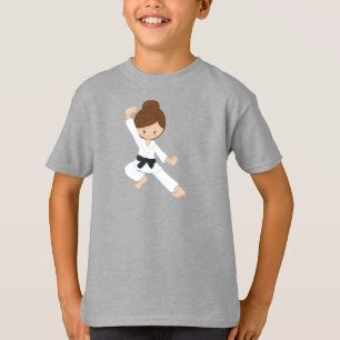 Camiseta Karate Girl, Cute Girl, Black Belt, Brown Hair