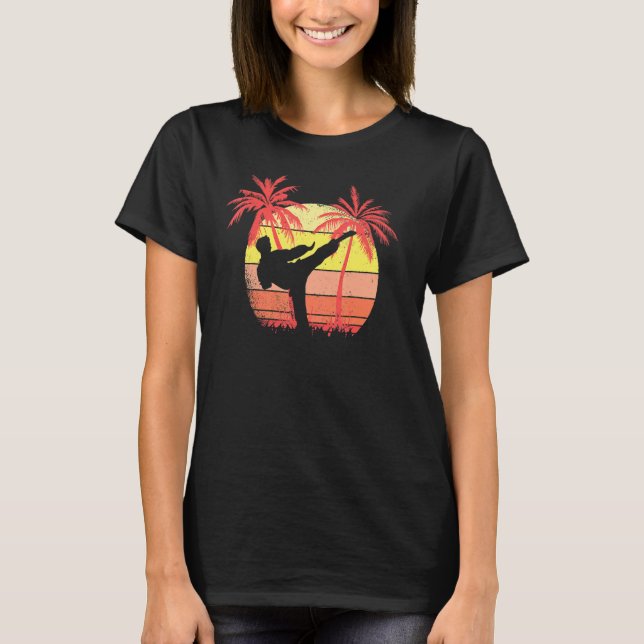 Camiseta Karate High Kick Summer Sunset 80s Palm (Frente)