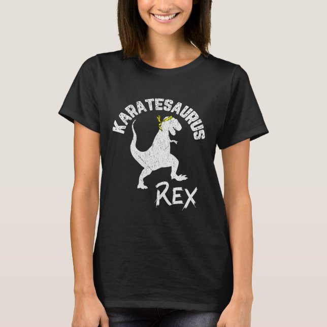 Camiseta Karate Karatesaurus Rex Dinossaur Engraçado Arte M (Frente)