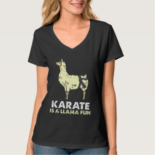 Camiseta Karate Llama Diversão Belt Negro Alpaca Artes Marc