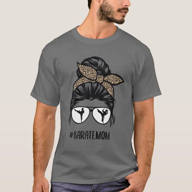 Camiseta Karate Mãe Leopardo Mensagens De Cabelo (Frente)