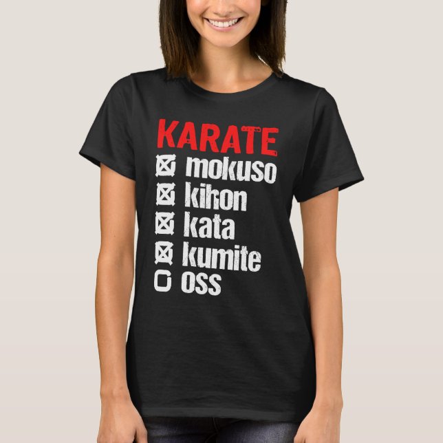 Camiseta Karate Mokuso Kihon Kata Kumite Treinamento Shotok (Frente)